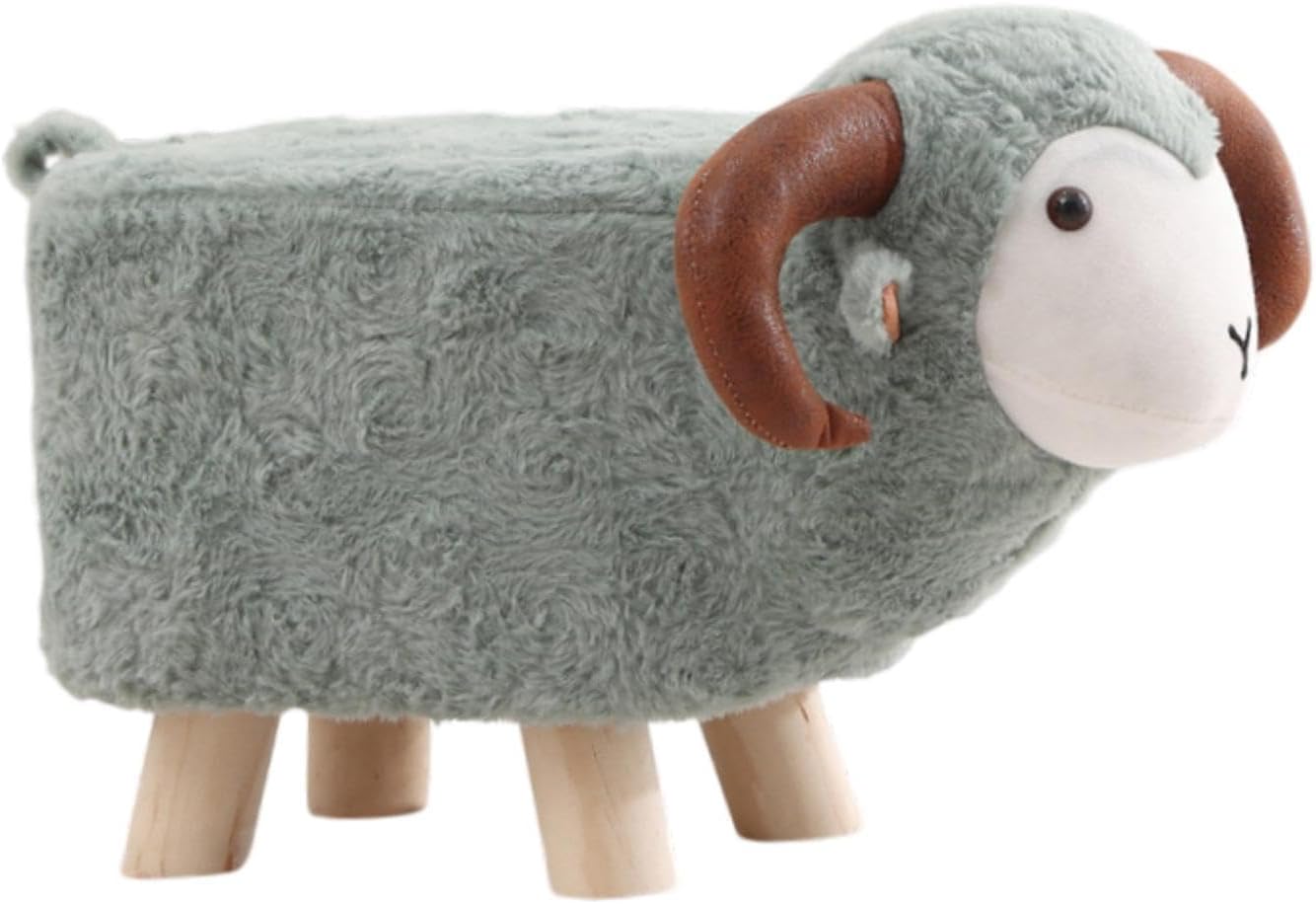 Animal Footstool Footrest Ottoman Home Decor Kids Stool for Outdoor Guest Rooms Indoor, Gray Green