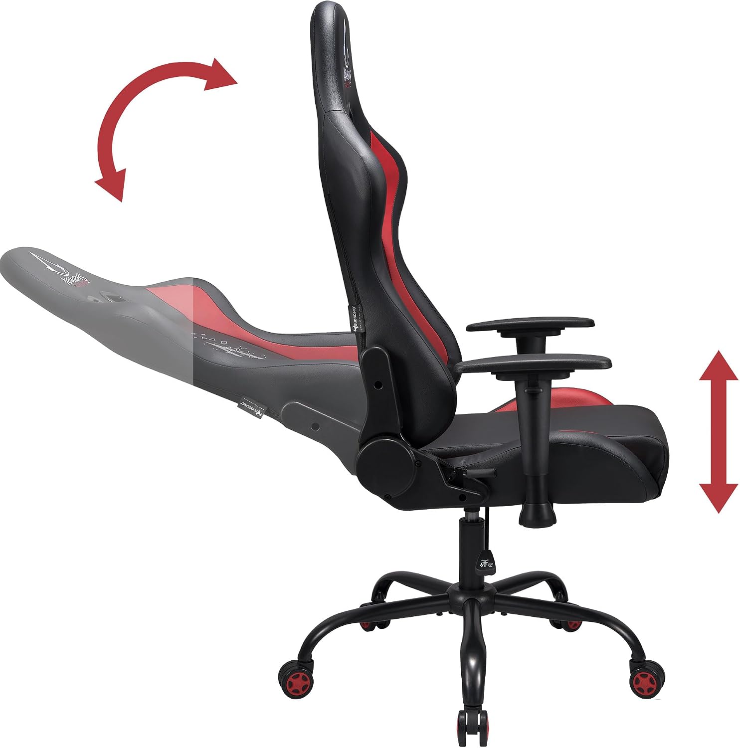 SUBSONIC Assassin's Creed Gaming Chair, Modern Black Faux Leather, Ergonomic, Lightweight, Arm Rest, Recliner, 150kg, 53cm Seat Depth