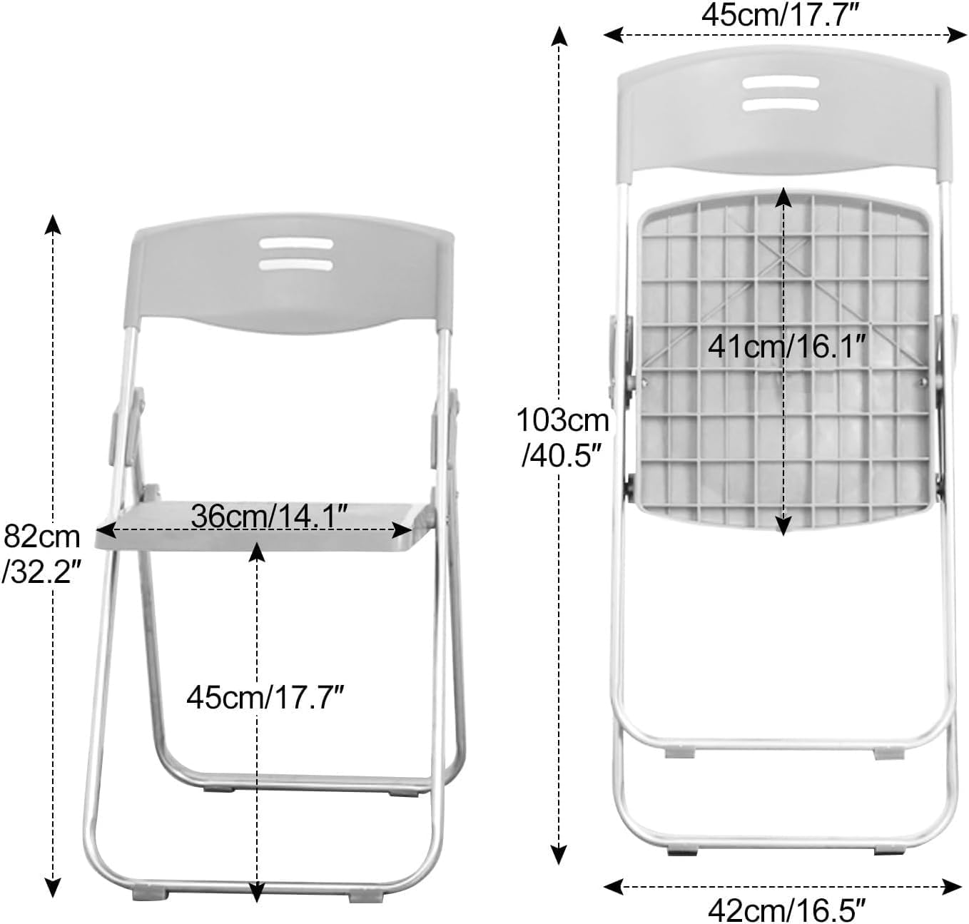 Plastic Folding Chairs for Parties and Weddings, Folding Office, Stackable Commercial Event Seats with(White)