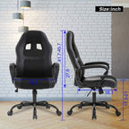 BestOffice Office Chair PC Gaming Chair Cheap Desk Chair Ergonomic PU Leather Executive Computer Chair Lumbar Support for Women, Men (Black)