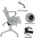 ide·o Airport Business Reception Hospital Chairs - Waiting Room Chair with Mesh Arms Reception Guest Chair for Salon Business Office Airport Hospital Bank Conference Room (2-Seat, Sliver-Mesh)