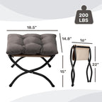 HollyHOME 15"(H) Folding Footrest Stool, Small Foldable Ottoman, Accent Padded Sofa Foot Stool for Chairs and Sofas, Portable Foot Rest Ottoman for Home, Living Room, Bedroom,Dorm,2-Pack,Dark Grey