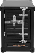 12.6x12.6x19.7in Industrial Style Beside Table, Metal Container Side Table with Drawer, Vintage Container Style Locker Wrought Storage Cabinet for Bedroom/Bar/Garage (Black)