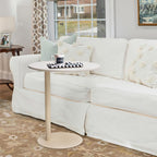 Marble Top Round Sofa Side Table Robust Iron Base with Elegant Design for Living Room & Bedroom - Easy Assembly, Cream White
