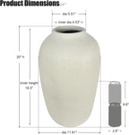White Floor Vase, Large 20 Inch Tall Decorative Vase for Pampas Grass, Farmhouse Flower Vases, Rustic Vases Minimalist Home Decor for Living Room, Entry Way, Table, Weddings