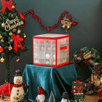 Christmas Ornament Storage Box,4 Tier Christmas Storage Box with Lid,64 Ornament Box With Durable Zippers and Dividers,Non-Woven & Tear-Proof Christmas Ornament Storage Containers,for 3"Seasons Balls
