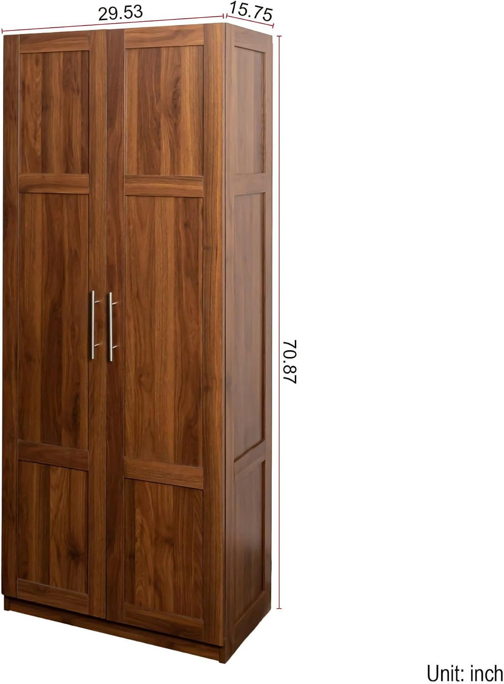JIJIWANG 70.87" Kitchen Pantry Cabinet with Multi-Functional Pull-Out Multi-Tier Storage Shelf,Farmhouse Storage Cabinet with 4 Doors,Pantry Organizers for Kitchen,Dining Room, Walnut