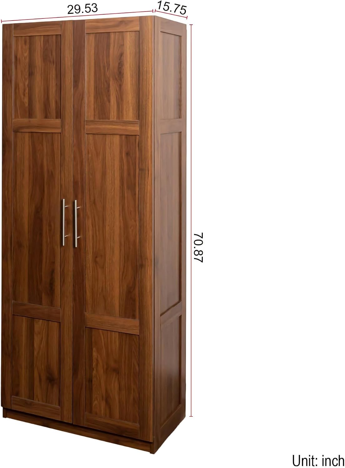 JIJIWANG 70.87" Kitchen Pantry Cabinet with Multi-Functional Pull-Out Multi-Tier Storage Shelf,Farmhouse Storage Cabinet with 4 Doors,Pantry Organizers for Kitchen,Dining Room, Walnut