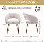 Modern Dining Chairs Set of 6, Upholstered PU Leather Dining Room Chairs with Gold Metal Legs, Accent Kitchen Chairs with Curved Backrest for Living Room, Cream