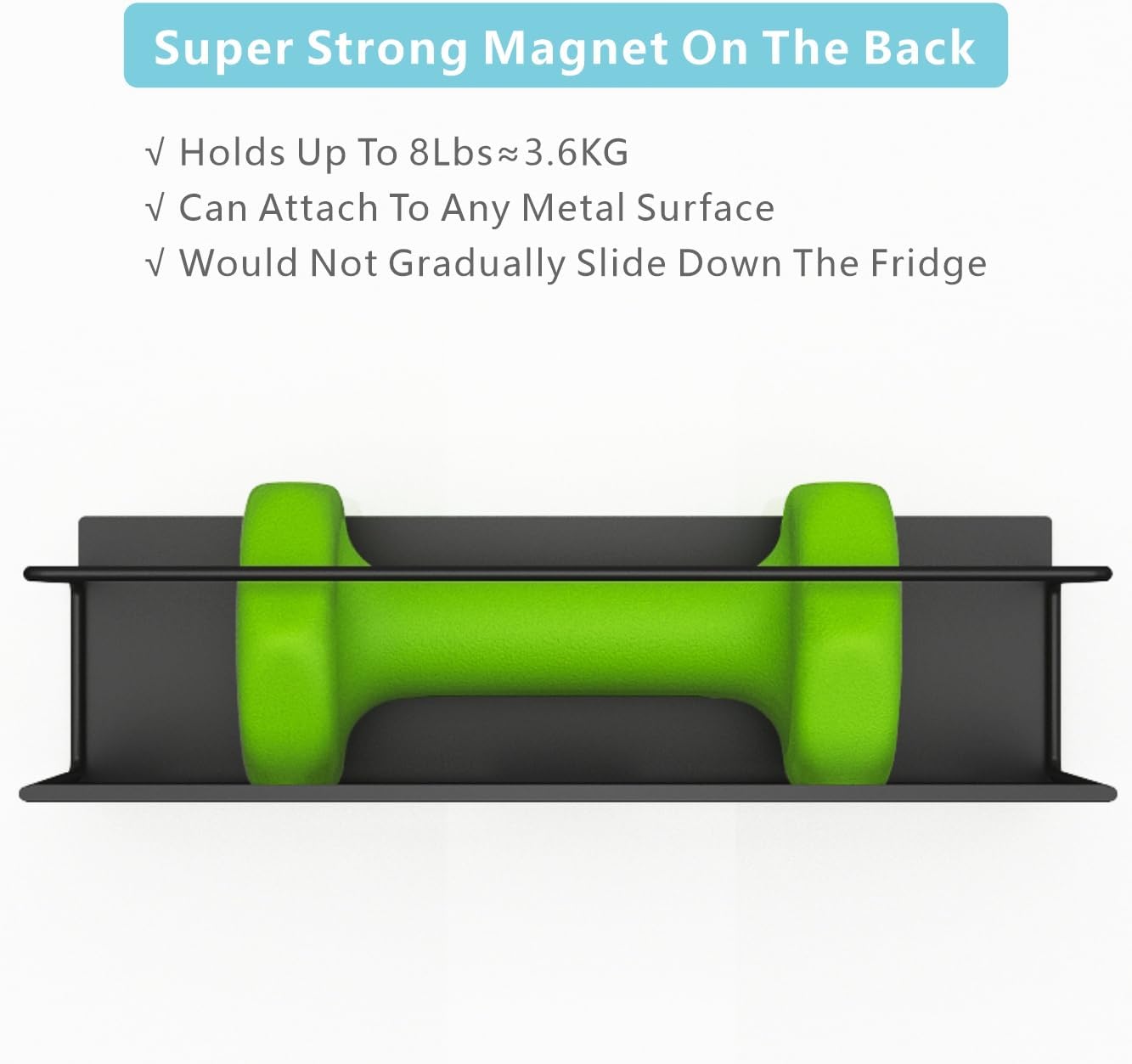 Magnetic Spice Rack For Refrigerator, Space Saving Magnetic Shelf For Fridge Matt Black 4 Pack With Magnetic Paper Towel Holder