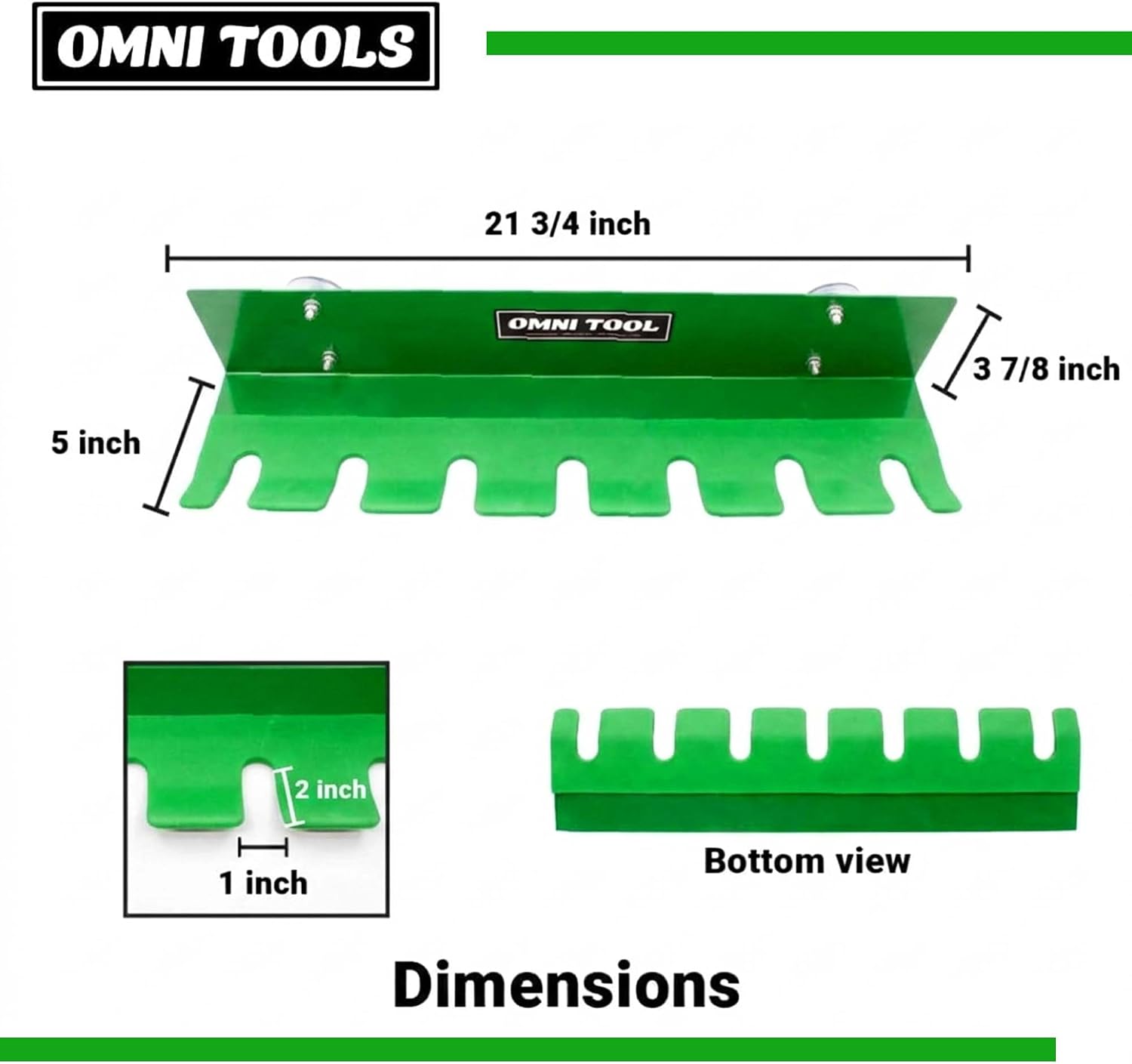 LAUCO Omni Tool Wall Mounted Paint Spray Gun Holder Holds 7 Guns without Cups or 4 with Cups, Heavy Duty Screw Mount Rack, Stable Scratch-Free Design, Green, 1 Pack