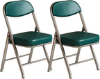 Folding Chairs 2 Pack Double Hinged Steel Frame Easy Foldable&Stackable for Office Kitchen Dinning(Green)