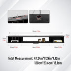 Floating TV Unit, 47'' Wall Mounted TV Cabinet, Floating Shelves with Door, Modern Entertainment Media Console Center Large Storage TV Bench for Living Room & Office (47.24IN, Black)