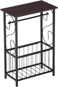 Stylish Bathroom Side Table with Tissue Holder and Magazine Rack – Modern Metal Frame with Faux Wood Top for Small Spaces