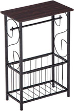 Stylish Bathroom Side Table with Tissue Holder and Magazine Rack – Modern Metal Frame with Faux Wood Top for Small Spaces