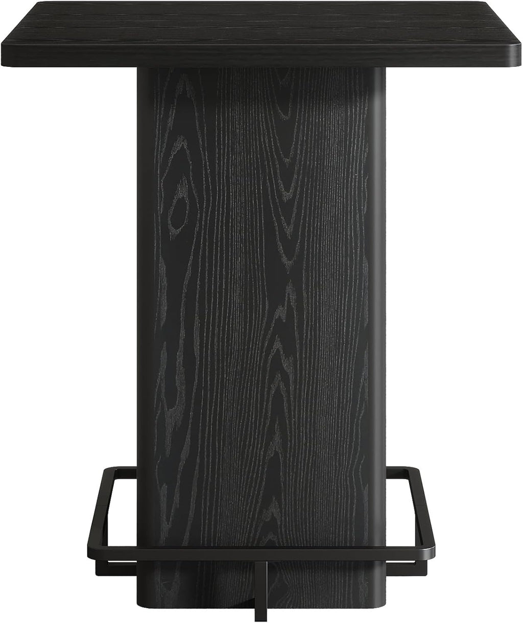 Tribesigns Bar Table, 39.37" High Square Pub Table for Small Bars, Dining Room, Kitchen, Black (Only Table) (Black)