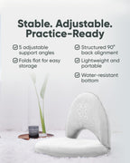 Mindful Modern Meditation Chair | Adjustable Floor Chair with Back Support | Padded Floor Seat for Posture Support and Comfort | Portable Folds Flat for Storage | Indoor/Outdoor Use | Classic White