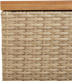 Patio Storage Box Beige 43.3x19.7x21.3 Inch Poly Rattan Acacia Wood Bench Seat with Waterproof Bag
