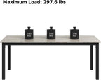 71 Inch Industrial Dining Table, Large Rectangle Kitchen Table with Metal Legs, Round Corners, Wooden Conference Tables Writing Desk for Dining Room, Living Room, Rustic Grey