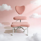 RIGO Ergonomic Cross-Legged Meditation Chair, Height Adjustable Seat with Lumbar Support, Pink Velvet Kneeling Office Chair with Butterfly Footrest, 360° Swivel 300lbs Rolling Chair for Home Office
