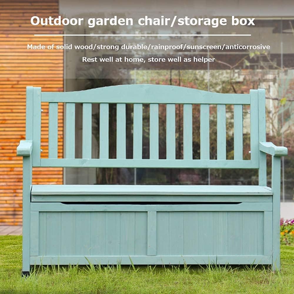 Terrace Park Benches Outdoor Storage Bench, Weatherproof Solid Wood Bench, Double Courtyard Bench with Backrest and Armrests, for Storing Gardening Tools/Outdoor Supplies,