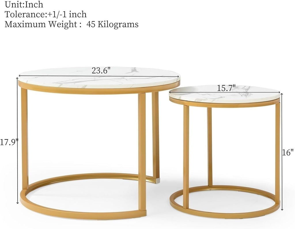 Stylish Round Nesting Coffee Table Combination Space Saving Stackable Design Suitable for Living Room Use Mesa De Centro para Sala Refines Overall Room Appearance