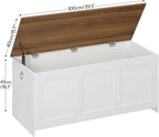 HOOBRO Storage Bench, 39.3" Retro Wooden Storage Chest, Wooden Storage Trunk, Toy Chest with Lift Top, Multifunctional Entryway Organizer, for Entryway, Living Room, White and Walnut WH141CW01G1
