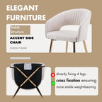 Hyfirm Leather Dining Chairs Set of 6, Modern Cream Gold Kitchen Chairs with Hollow Back, Upholstered Accent Side Chairs for Living Room/Reception/Restaurant
