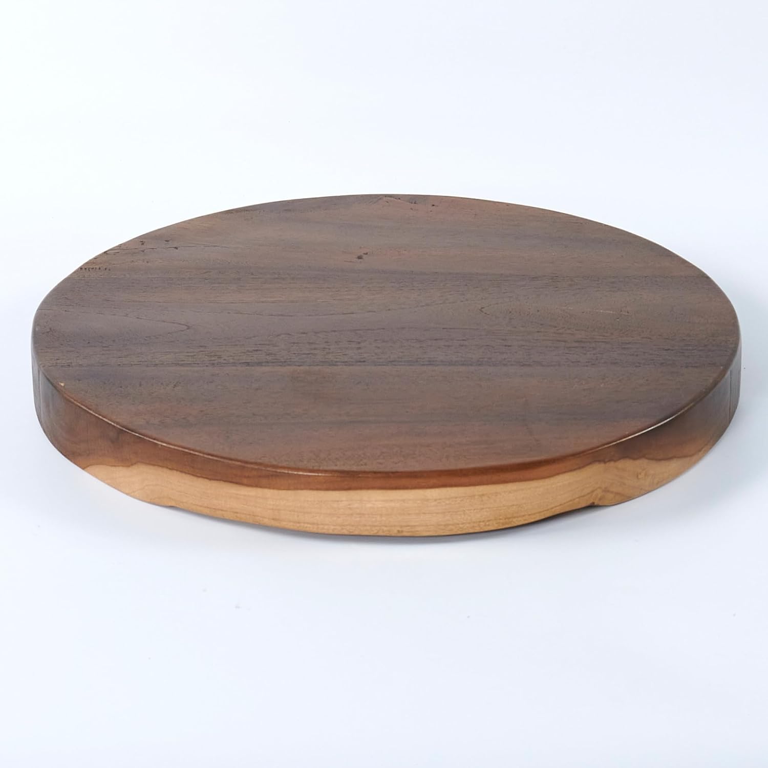 Round Teak Slice Slab Side Wood Table Top 17.7"x17.7"x1.96" Handmade Live Edge Handcrafted Plate Natural Solid Wooden Board for DIY Epoxy Resin End Table Slab Untreated Wall Home Décor