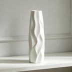 12 Inch White Vase Ceramic Flower Vase, Tall Vases for Pampas Grass, Home Decor, Modern Textured Vases for Living Room Decorations,Table Centerpieces,Shelf,Farmhouse Small Ceramic Vase