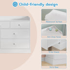 Vabches Kids Dresser Cabinet with 7 Drawers and Large Table Top, Multi-Functional Chest of Drawers, Baby Dresser, Kids Bedroom Furniture, Nightstand for Child’s Room, White