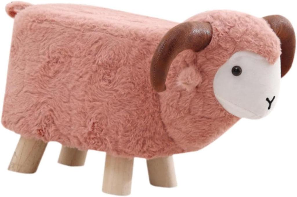 Animal Footstool Footrest Ottoman Soft Non Slip Feet Multifunctional Home Decor Kids Stool for Playroom Indoor Living Rooms, Pink