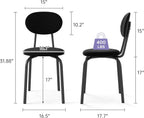 Murago Stackable Dining Chairs Set of 4, Stackable Waiting Room Chairs, Stacking Kitchen Chairs with Upholstered Back and Seat with Dense Foam Cushions, Steel Frame with 400 Lb. Capacity, Black