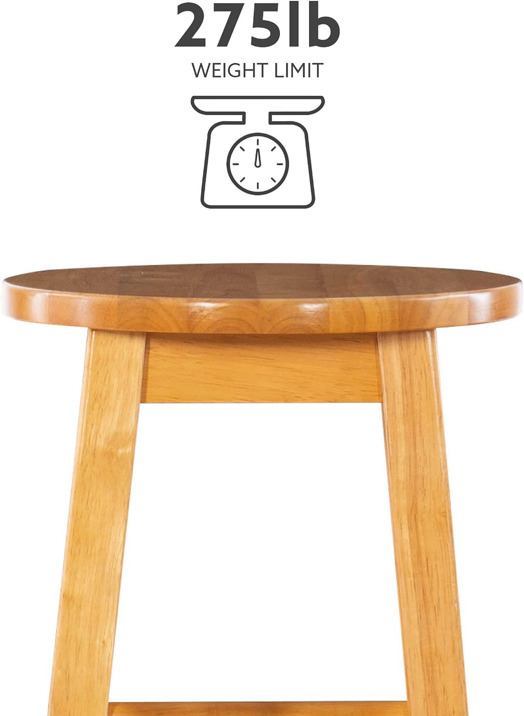 Linon Natural Barstool with Round Seat, 24-Inch