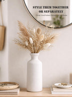 Ceramic Vase Set of 3 – Modern Minimalist White Vases with Matte Finish, Coordinated Tall Medium Short Decorative Vases for Home Decor