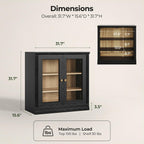 CHIC HOUSE Monos Storage Cabinet with Acrylic Doors & Shelves, 32" Modular Fluted Sideboard Buffet Cabinets, Small Coffee Bar Kitchen Pantry, Modern Media Console Cabinet for Living Room, Black