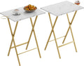 VECELO Folding TV Tray for Eating Set of 2, Portable Dinner/Snack Table with Cup Holder for Couch, Living Room and Small Space, Gold