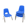 FDP 10" School Stack Chair, Stacking Student Seat with Chromed Steel Legs and Nylon Swivel Glides for in-Home Learning or Classroom - Blue (4-Pack), 13227-BL