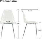 Clear Acrylic Dining Chairs Set of 4, Armless Modern Side Chairs with Transparent Seat, Ergonomic Backrest and Chrome Metal Legs, Ghost Style Kitchen Chairs for Dining Room, Living Room