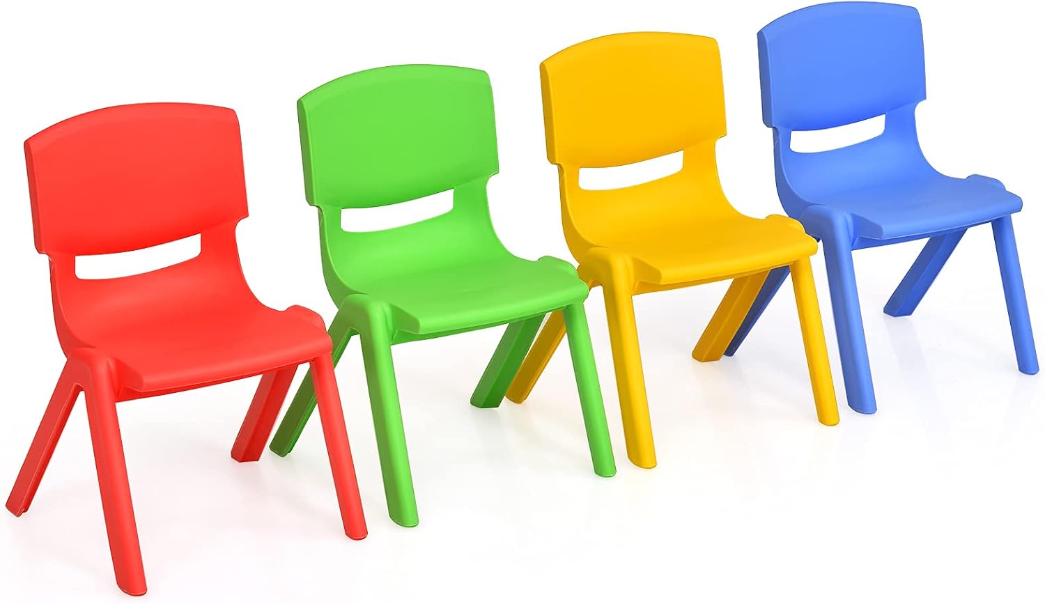 Costzon Kids Chairs, Stackable Plastic Colorful for Toddlers Boys Girls, Learn and Play Stools for School, Home & Play Room (Multicolor, 4 Chairs)
