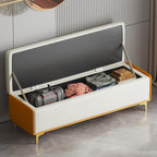 Modern Bed End Stool Bedroom Shoe Changing Entrance Bench Clothing Store Cloakroom Rest Sofa Storage Entryway(Orange,Medium)