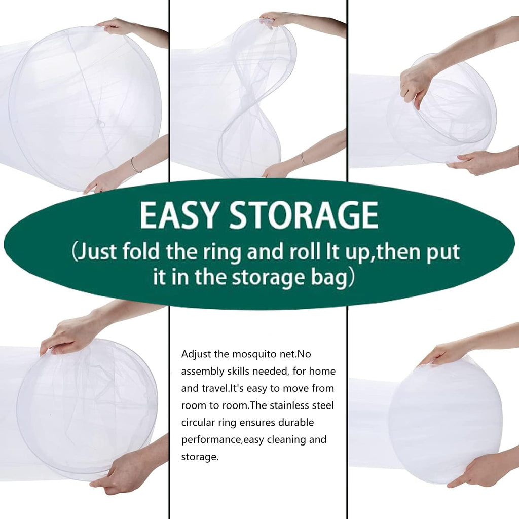 Mosquito Net Bed Canopy for Girls,King Canopy Bed Curtains Full Queen Size from Ceiling,Dome Mosquito Netting Bed Tent Twin Girls Princess Canopy Bed White Decor for Baby Crib,Kid Bed and Adult Beds