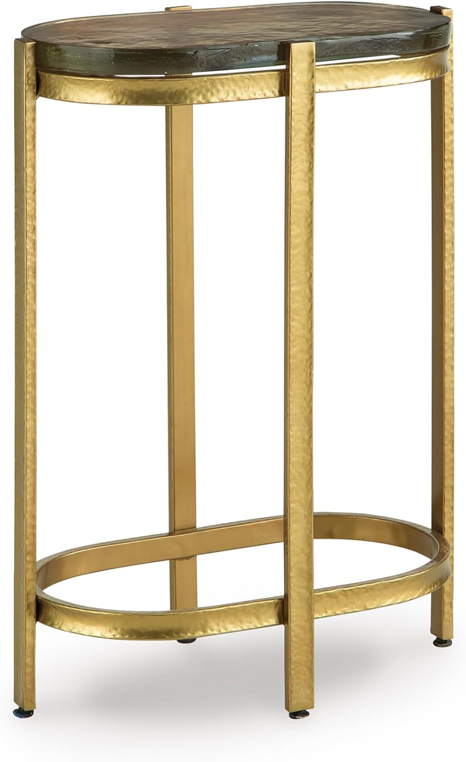 Signature Design by Ashley Porterville Modern Accent Table with Cast Glass Top, Gold