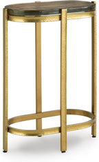 Signature Design by Ashley Porterville Modern Accent Table with Cast Glass Top, Gold