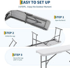 6FT Folding Bench, 2 Pack Fold-in-Half Portable Seating with Carry Handle, Heavy Duty 770lbs Capacity Soccer Sideline Team Seating for Games, Party & Events, Indoor/Outdoor, Camping