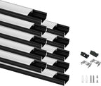 Besseto 10Pack 3.3Ft/1M Black LED Aluminum Channel,LED Strip Light Diffuser Aluminum Channel Profile Housing Extrusion for Under Cabinet Counter and Stairs (Black-10Pack 3.3ft)