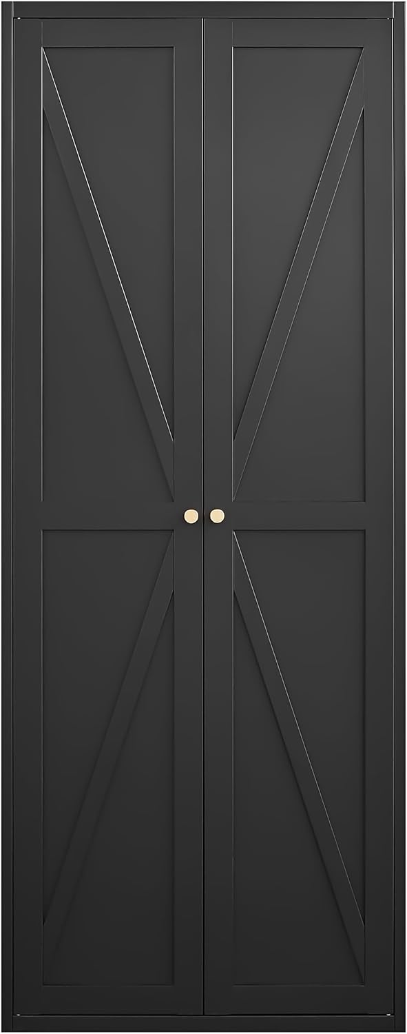 DSHADE Metal Kitchen Pantry Cabinet w/Adjustable Shelves, 2-Door Tall Steel Locker Heavy-Duty Freestanding Storage Organizer for Kitchen/Living Room/Dining/Office (Black)