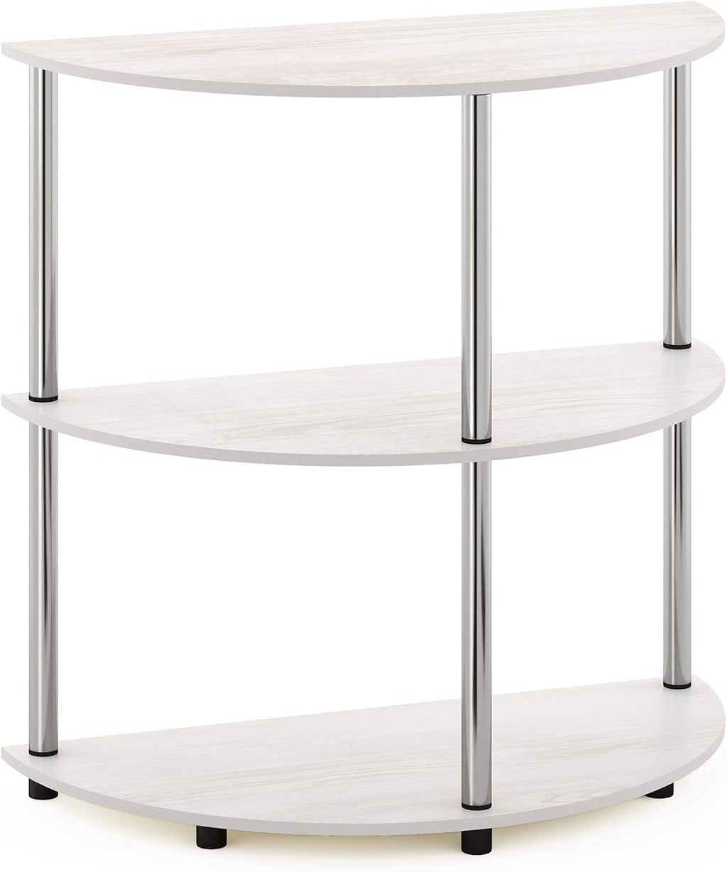 3-Tier Half-Round Console Table with Storage Shelf, Toolless Assembly Narrow Side Table, Sofa Table, Entryway Table, for Home Office, Living Room, Entryway, White Oak