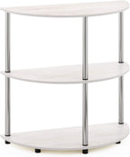 3-Tier Half-Round Console Table with Storage Shelf, Toolless Assembly Narrow Side Table, Sofa Table, Entryway Table, for Home Office, Living Room, Entryway, White Oak