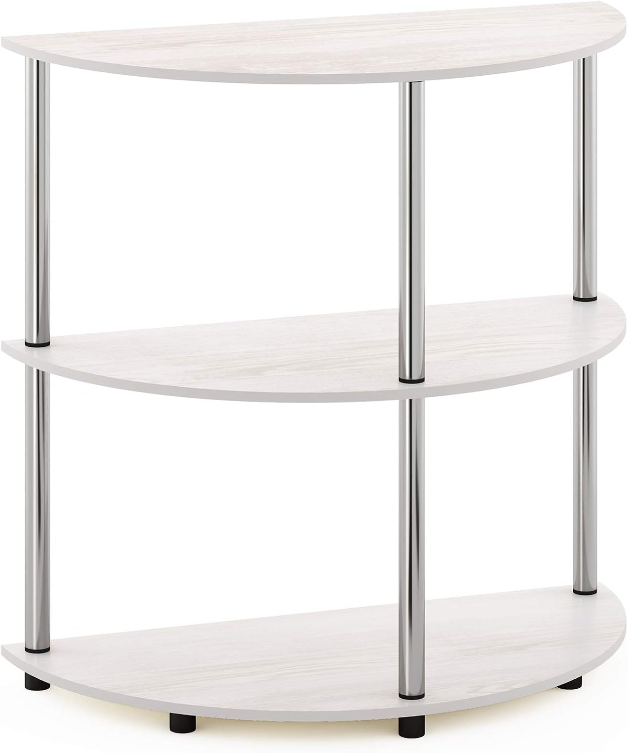 3-Tier Half-Round Console Table with Storage Shelf, Toolless Assembly Narrow Side Table, Sofa Table, Entryway Table, for Home Office, Living Room, Entryway, White Oak
